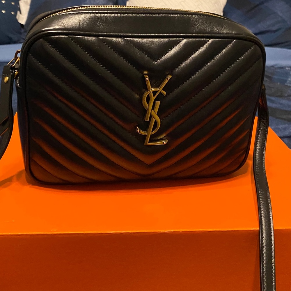 Yves Saint Laurent Black and Gold Quilted Bag